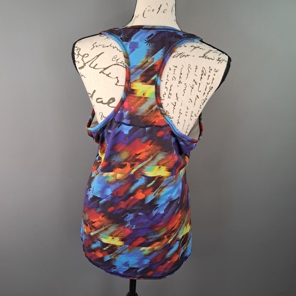 Athleta Chi Tank Top Womens Size Medium Multi Stripe Racerback Colorburst - Picture 2 of 8